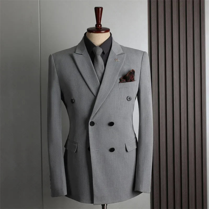 Customer Made Clothes Men Casual Fashion Business Blazer Jacket for Men Double Breasted Suit Jackets Coat Male Men Clothing