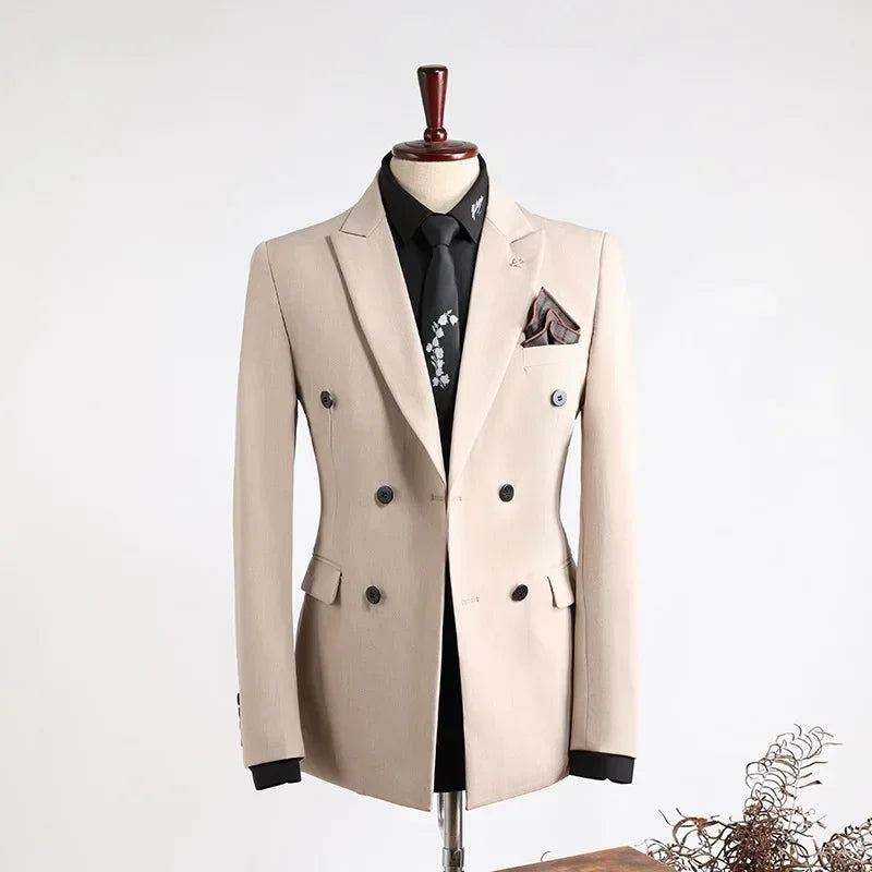 Customer Made Clothes Men Casual Fashion Business Blazer Jacket for Men Double Breasted Suit Jackets Coat Male Men Clothing