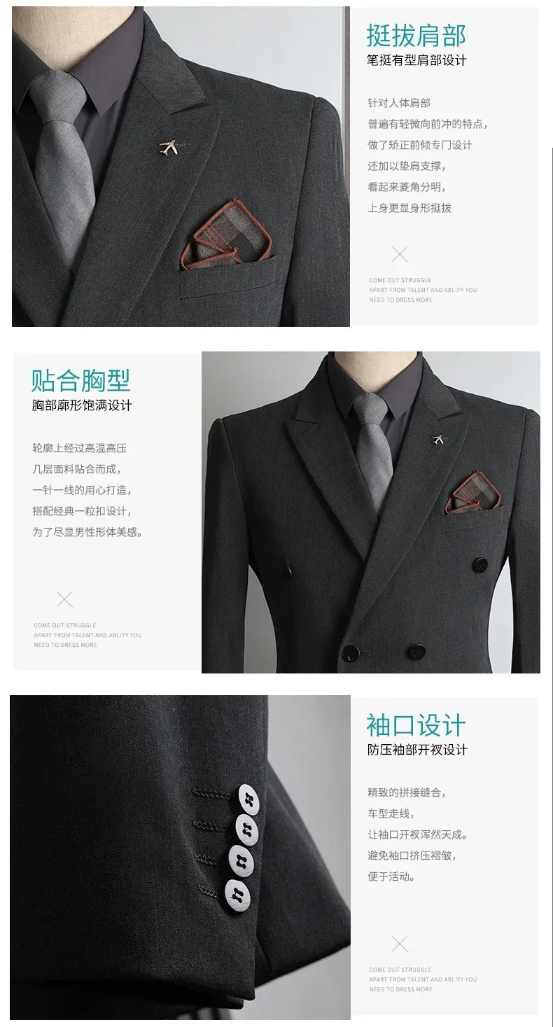Customer Made Clothes Men Casual Fashion Business Blazer Jacket for Men Double Breasted Suit Jackets Coat Male Men Clothing