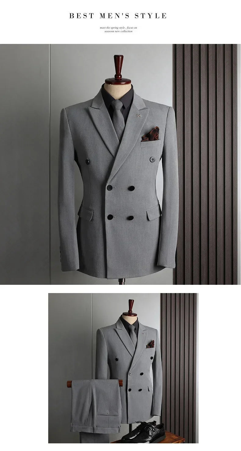 Customer Made Clothes Men Casual Fashion Business Blazer Jacket for Men Double Breasted Suit Jackets Coat Male Men Clothing