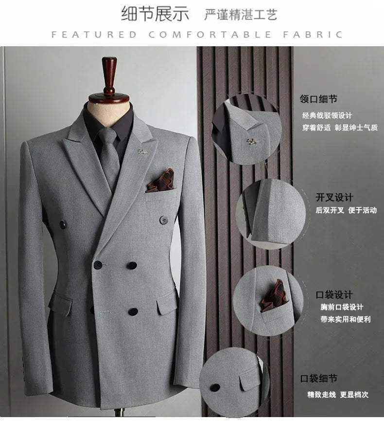 Customer Made Clothes Men Casual Fashion Business Blazer Jacket for Men Double Breasted Suit Jackets Coat Male Men Clothing