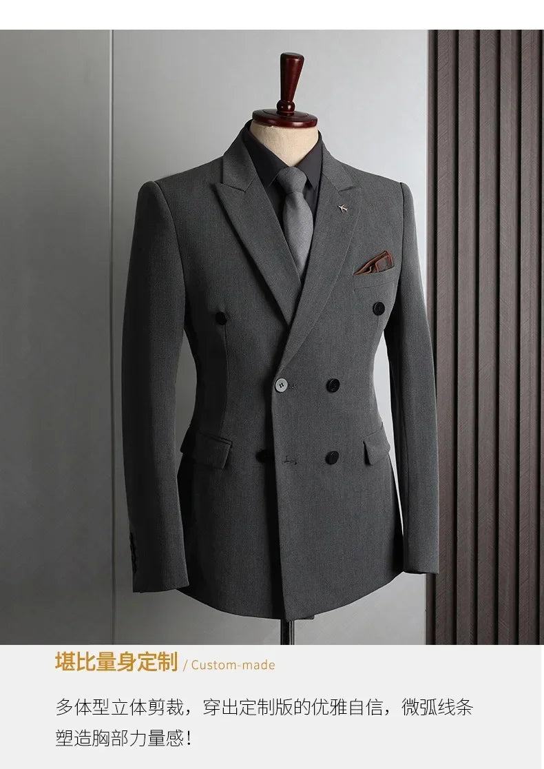 Customer Made Clothes Men Casual Fashion Business Blazer Jacket for Men Double Breasted Suit Jackets Coat Male Men Clothing
