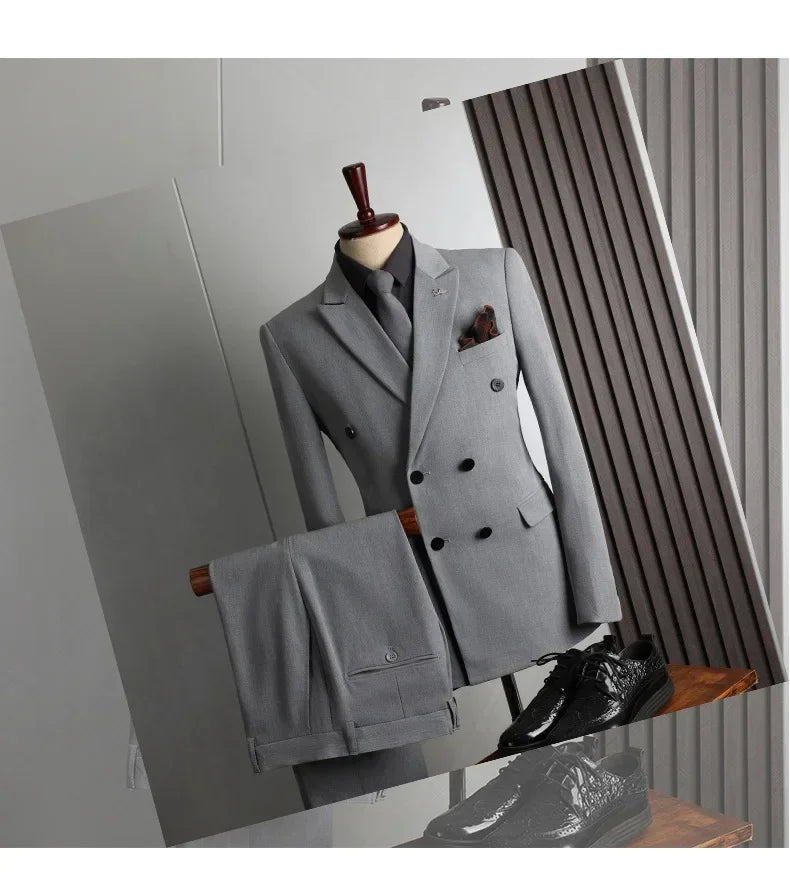Customer Made Clothes Men Casual Fashion Business Blazer Jacket for Men Double Breasted Suit Jackets Coat Male Men Clothing