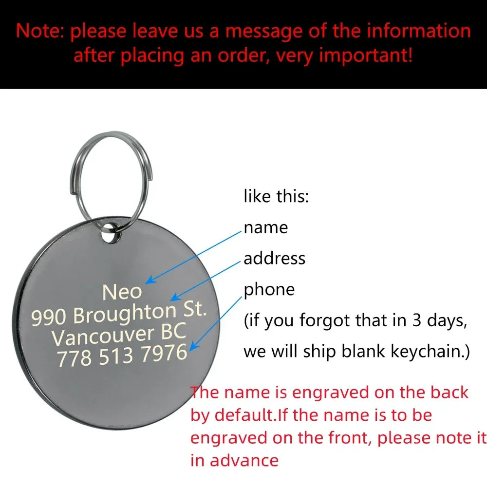 VIP Customizable Engraved Pets ID Tag for Dog Cat Bronze Nameplate Tags Personalized  Address Number Dogs Collar ID Pendant