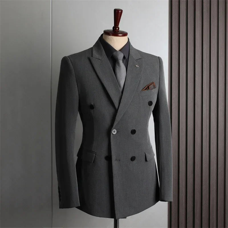 Customer Made Clothes Men Casual Fashion Business Blazer Jacket for Men Double Breasted Suit Jackets Coat Male Men Clothing
